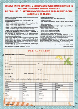 10. regijsko ocenjevanje in razstava potic - razpis in prijavnica